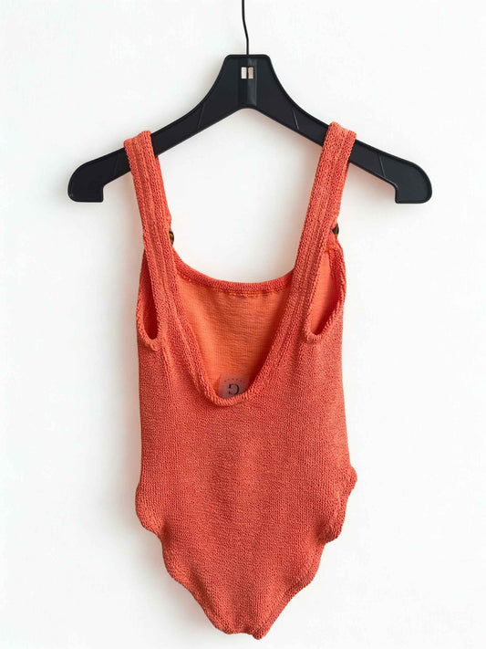 Hunza G Domino Scoop-Neck Crinkle Swimsuit | Orange