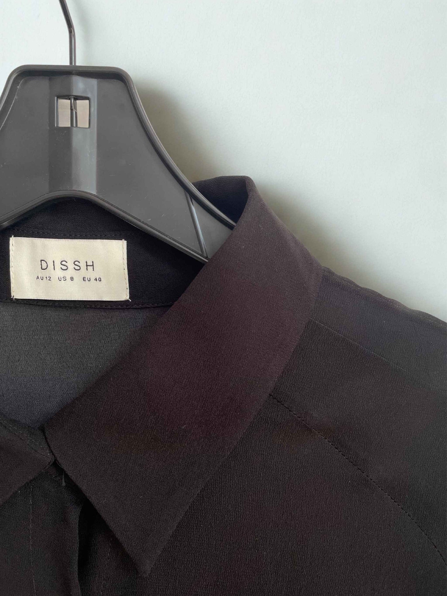 DISSH Bowie Sheer Viscose Shirt | Black | Size 12