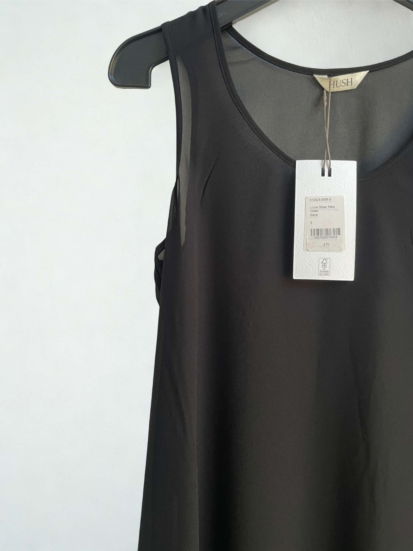 HUSH Lizzie Sheer Maxi Dress | Black | Size S