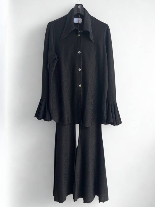 SLEEPER Cosmos Lurex Lounge Set | Black | Size M